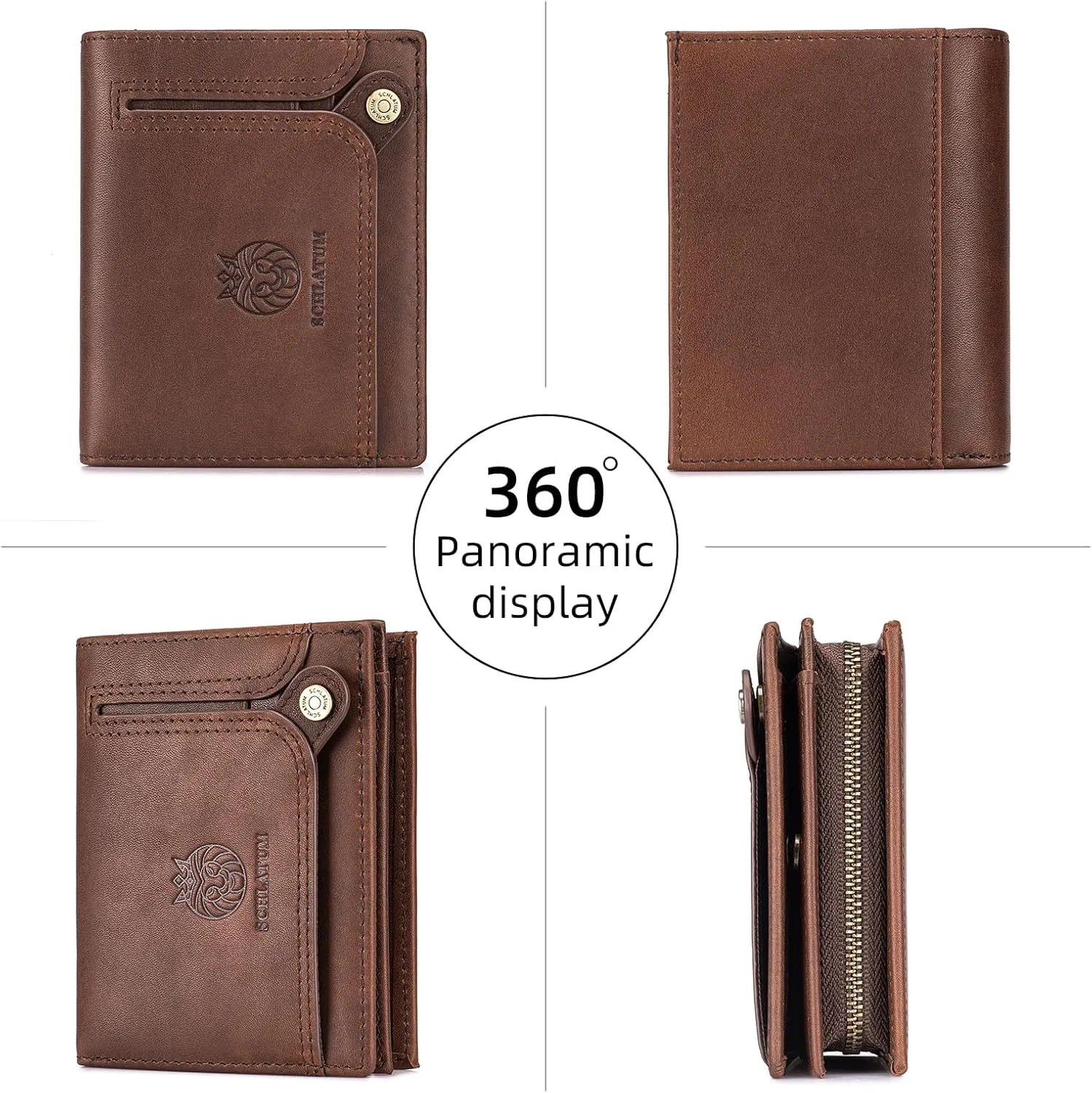 Large Capacity Wallets for Men RFID Blocking Bifold Leather Accordion Credit Card Holder Wallet with 21 Slots, Brown