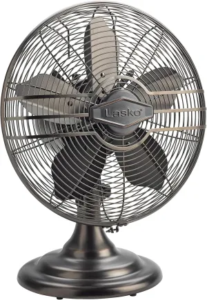 Lasko Oscillating Table Top Fan, Portable, 3 Quiet Speeds, for Bedroom, Kitchen and Office, 17", Bronze, R12210
