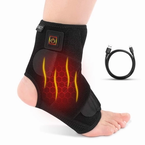 LAVEN Heating Ankle Brace, Heat Foot Drop Orthotic Brace with Adjustable 3 Level Controller for Injury Joint Recovery, Ankle Sprain Swelling, Arthritis, Strain, Fit