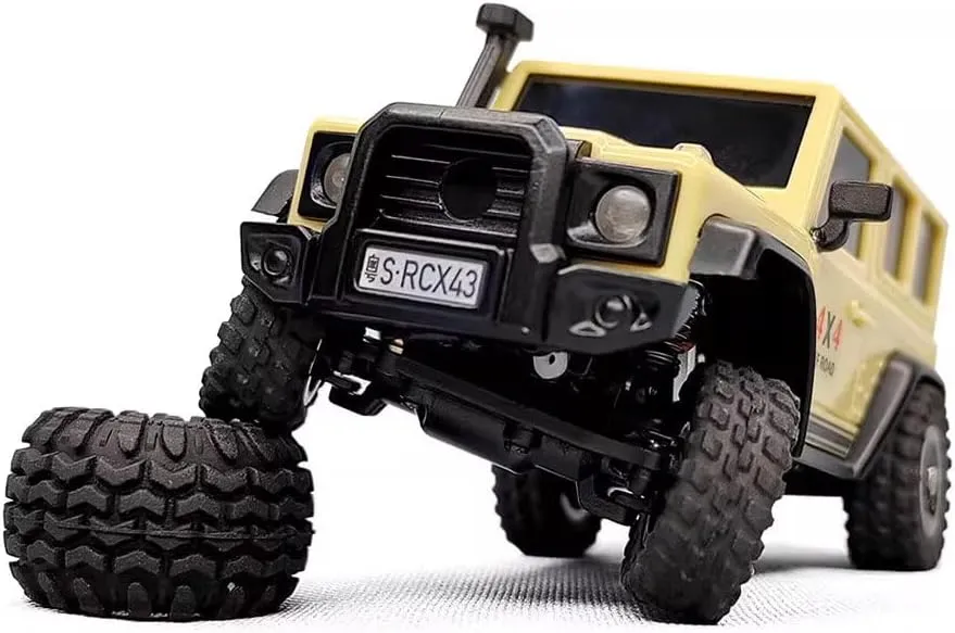 LDARC X43 RC Mini Climbing Car, 1/43 2.4G Hobby Grade RC Rock Truck 4x4 Mini RC Crawler for Adults, Comes with a DIY Replaceable Body Shell (RTR Version/Desert Yellow)