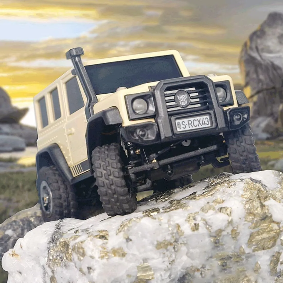 LDARC X43 RC Mini Climbing Car, 1/43 2.4G Hobby Grade RC Rock Truck 4x4 Mini RC Crawler for Adults, Comes with a DIY Replaceable Body Shell (RTR Version/Desert Yellow)