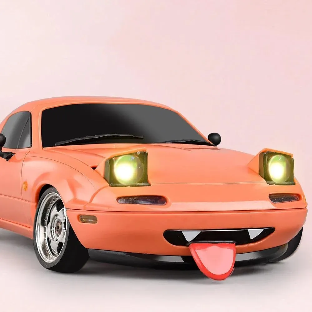 LDRC RC Drift Car, 1:18 Scale 3CH Built-in Gyroscope Rechargeable High-Speed Racing Car for Adults, Full Proportional Gift for Enthusiast (Pink/2 Battery)