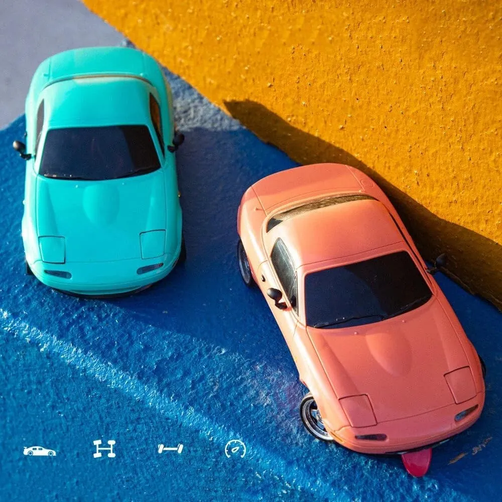 LDRC RC Drift Car, 1:18 Scale 3CH Built-in Gyroscope Rechargeable High-Speed Racing Car for Adults, Full Proportional Gift for Enthusiast (Pink/2 Battery)