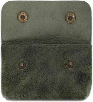 Leather Double Coin Pouch Premium Cash & Card Holder Compact Cable Organizer Travel Makeup Bag, Handmade Artisan Craft Vintage Leather Accessories Multipurpose Wallet & Organizer (Green)