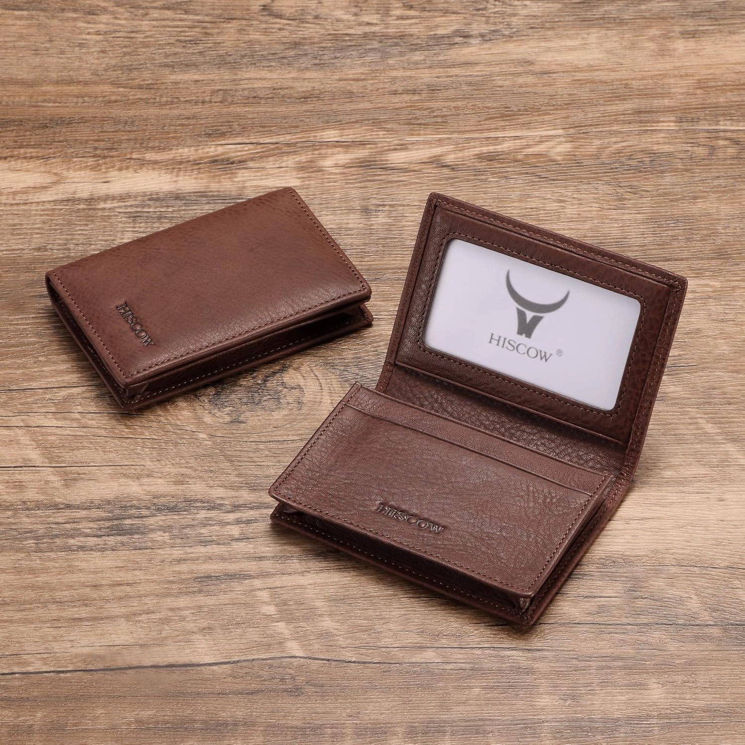Leather Business Card Case Holder for Men & Women, Italian Calfskin