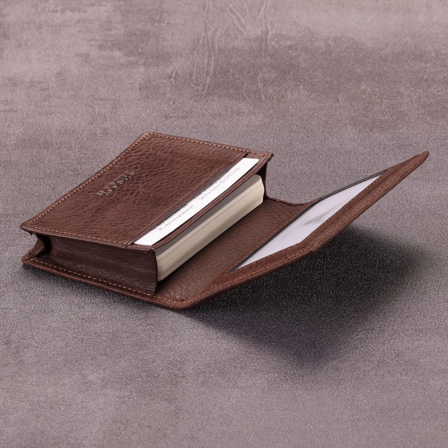 Leather Business Card Case Holder for Men & Women, Italian Calfskin