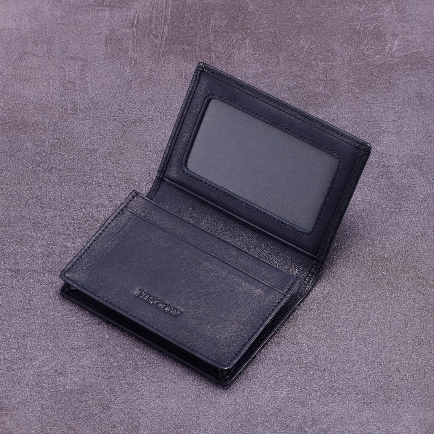 Leather Business Card Case Holder for Men & Women, Italian Calfskin