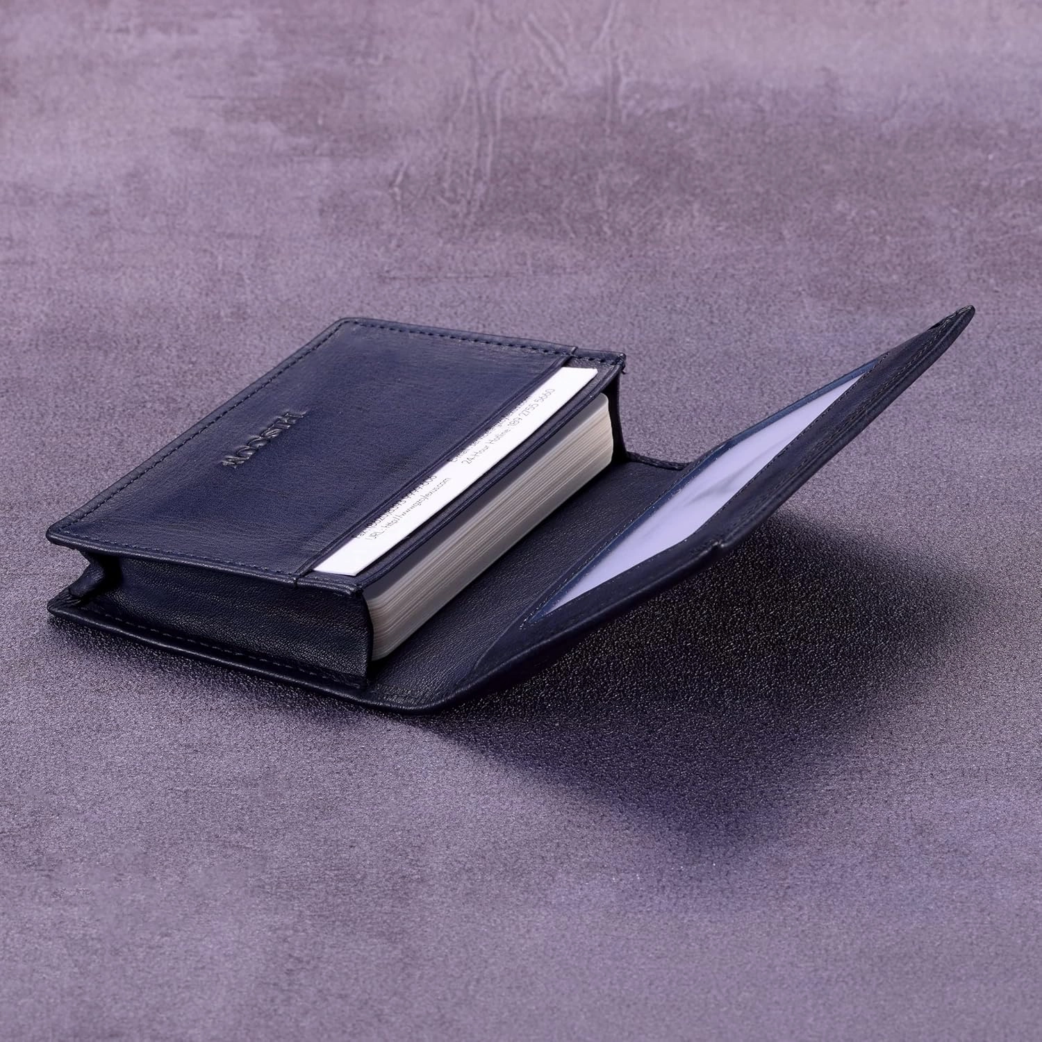 Leather Business Card Case Holder for Men & Women, Italian Calfskin