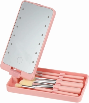 Led Makeup Mirror Set 5pcs Rotatable Folding Brush Travel Mirror for Women Girls Artists Stylish Practical