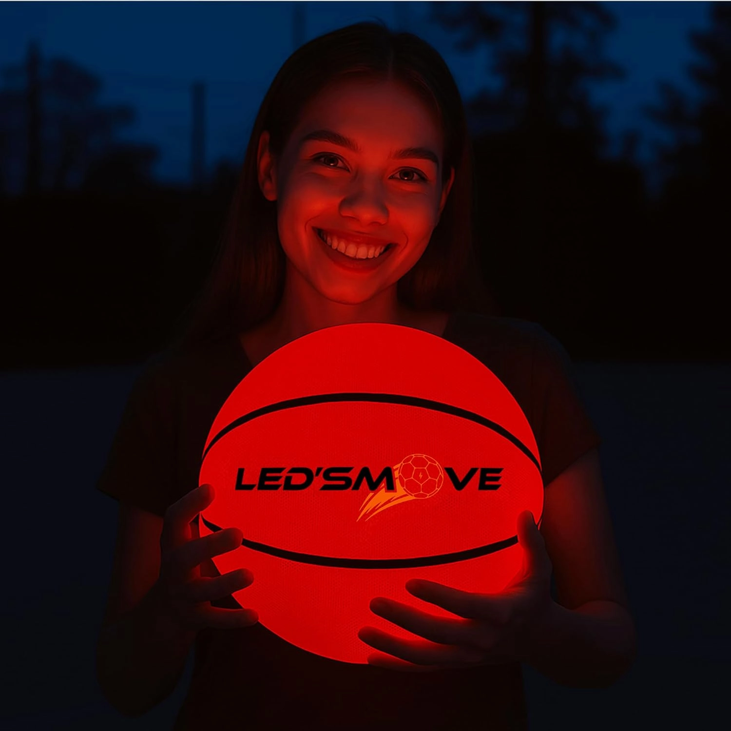 LedsMove Luminous Basketball with LED Light, Rechargeable - Glow in The Dark, Basket Ball for Indoor & Outdoor Games