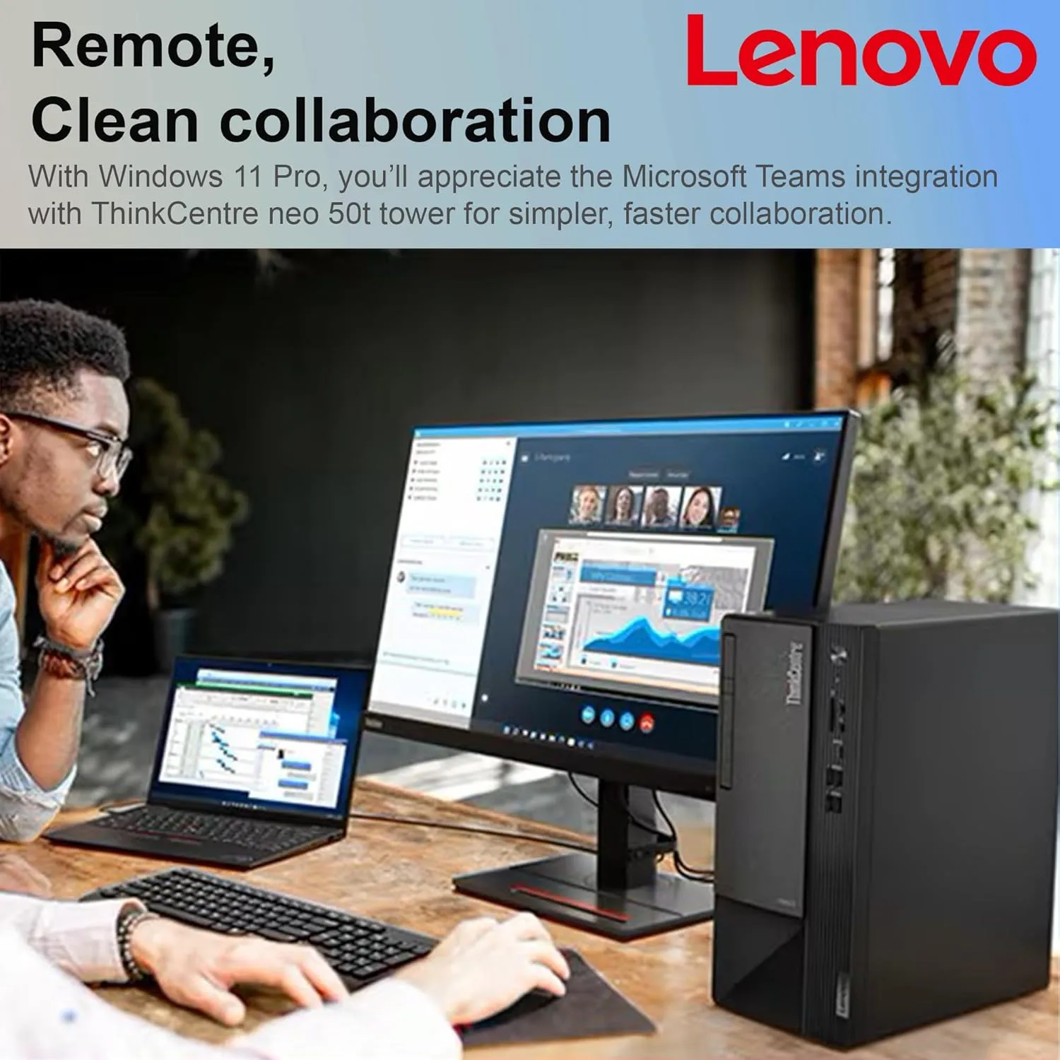 Lenovo ThinkCentre Business Desktop| Intel Quad-Core Processor | 64GB RAM | 1TB SSD & 1TB HDD | Support Upto 3 Monitors | HDMI & USB-C | Ethernet | Wi-Fi | Bluetooth | Keyboard & Mouse| Windows 11 Pro