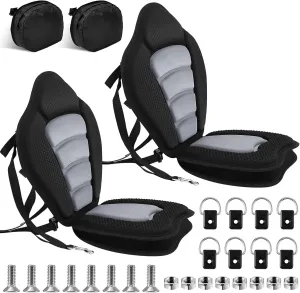 Lewtemi 2 Set Thicken Kayak Seat with Back Support Canoe Paddle Board Seat with Detachable Storage Bag Adjustable Sit on Top Paddleboard Cushion for Kayaking Canoeing Rafting