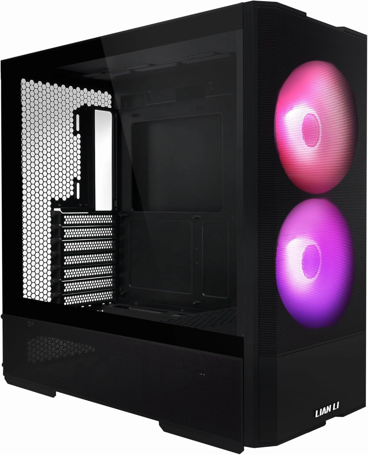 LIAN LI LANCOOL 207 Compact ATX RGB Gaming Computer Case, Airflow Optimized Mesh Panels Tower Chassis w/ 2x140mm ARGB,2x120mm PWM Fans Pre-Installed, USB Type-C Port, Tempered Glass Side Panel (Black)