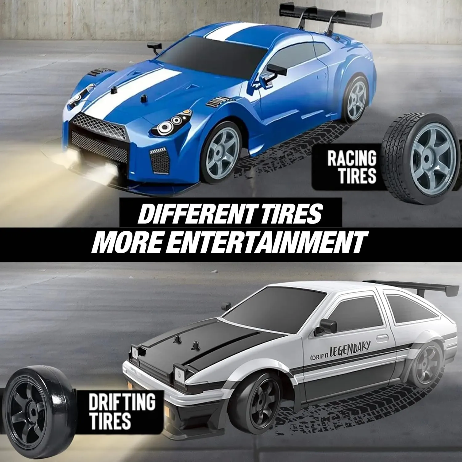 Liberty Imports RC Drift Car 1/16 2.4GHz 4WD Remote Control Sport Racing On-Road Vehicle with LED Light, Batteries and Drift Tires (White)