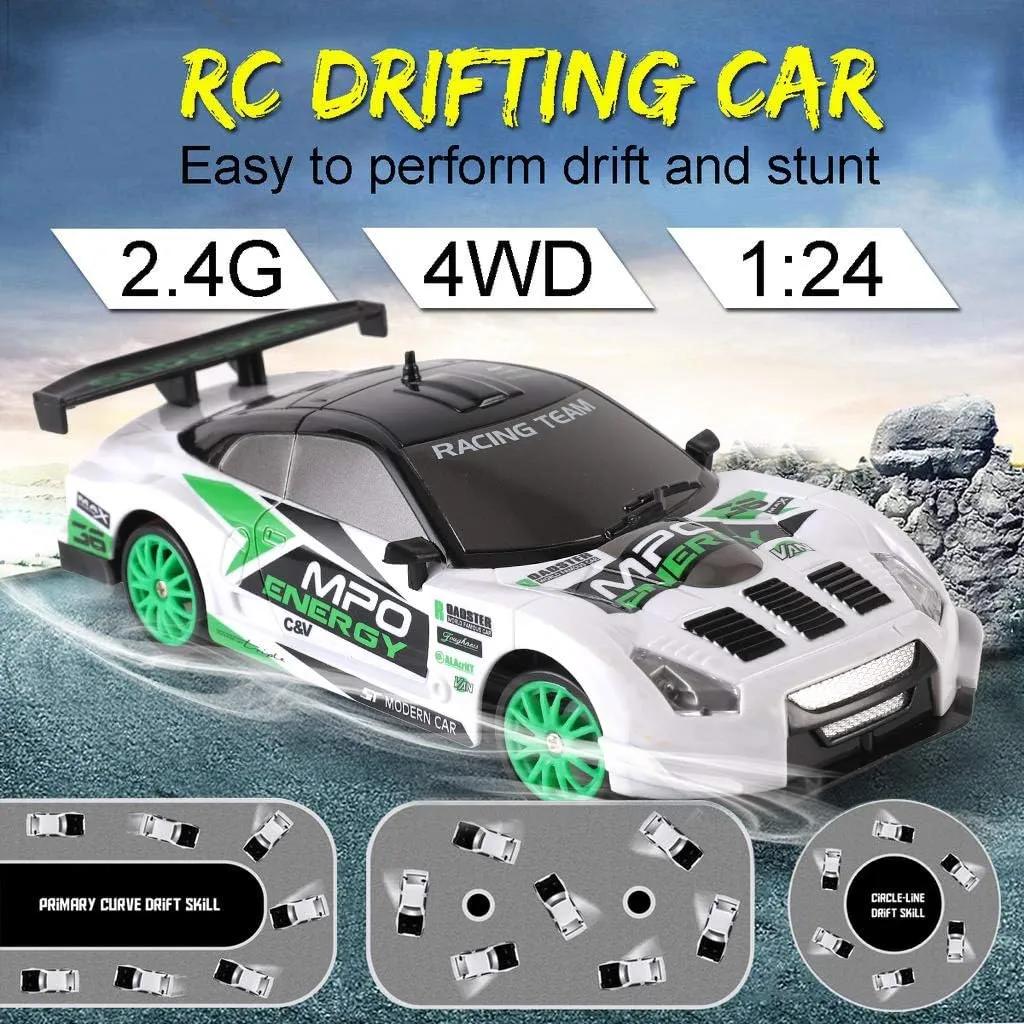Liberty Imports RC Drift Car 1/24 2.4GHz 4WD Remote Control Sport Racing On-Road Vehicle with LED Light, Batteries and Drift Tires (Style 2)