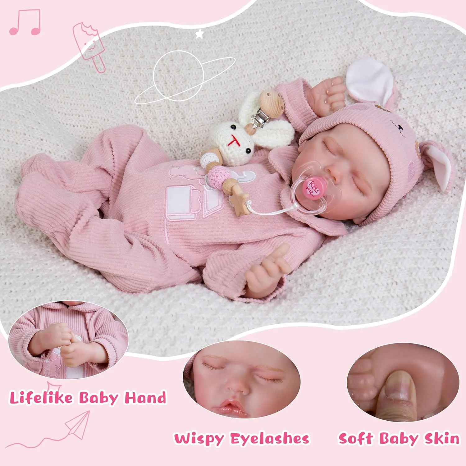 Lifelike Reborn Baby Dolls Girl - 20-Inch Realistic Baby Doll Full Body Vinyl Sleeping Baby Dolls That Look Real with Toy Accessories Gift Set for Kids Age 3 , Cute Girls