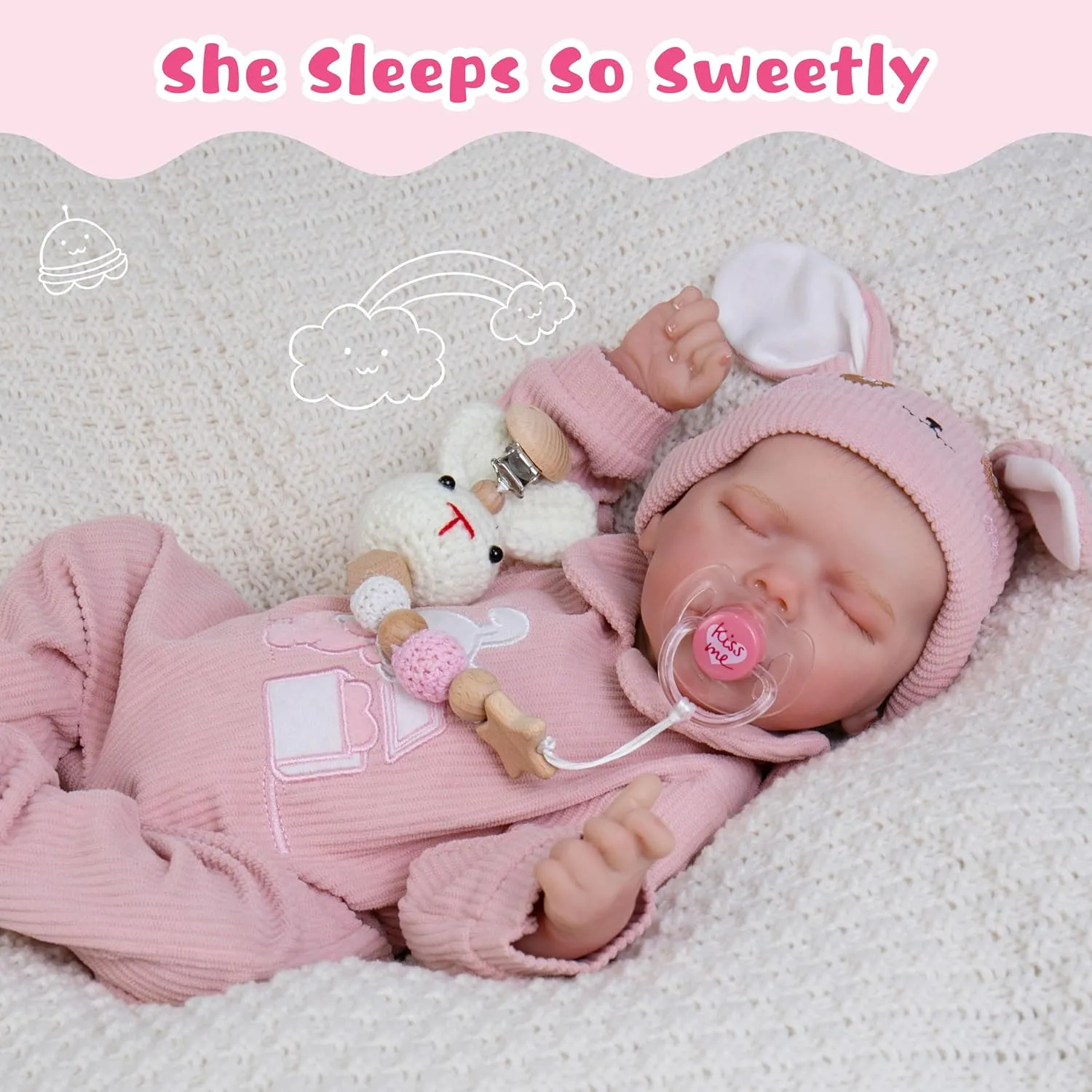 Lifelike Reborn Baby Dolls Girl - 20-Inch Realistic Baby Doll Full Body Vinyl Sleeping Baby Dolls That Look Real with Toy Accessories Gift Set for Kids Age 3 , Cute Girls