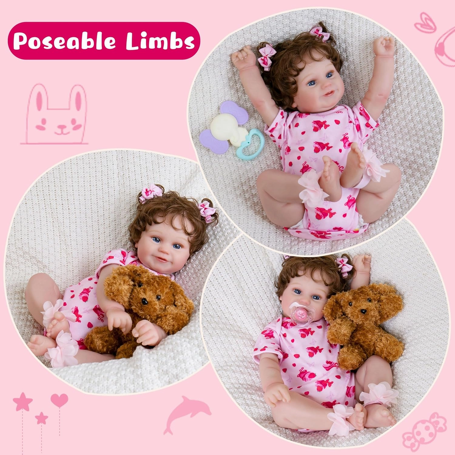 Lifelike Reborn Baby Dolls Girl-20- Inch Realistic Baby Doll with Hair Baby Doll That Looks Real Girl Cloth Body Newborn with Complete Accessories for Kids 3 , Lovely& Pretty Girls