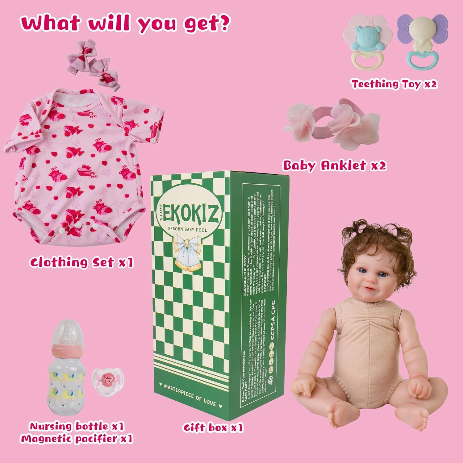 Lifelike Reborn Baby Dolls Girl-20- Inch Realistic Baby Doll with Hair Baby Doll That Looks Real Girl Cloth Body Newborn with Complete Accessories for Kids 3 , Lovely& Pretty Girls