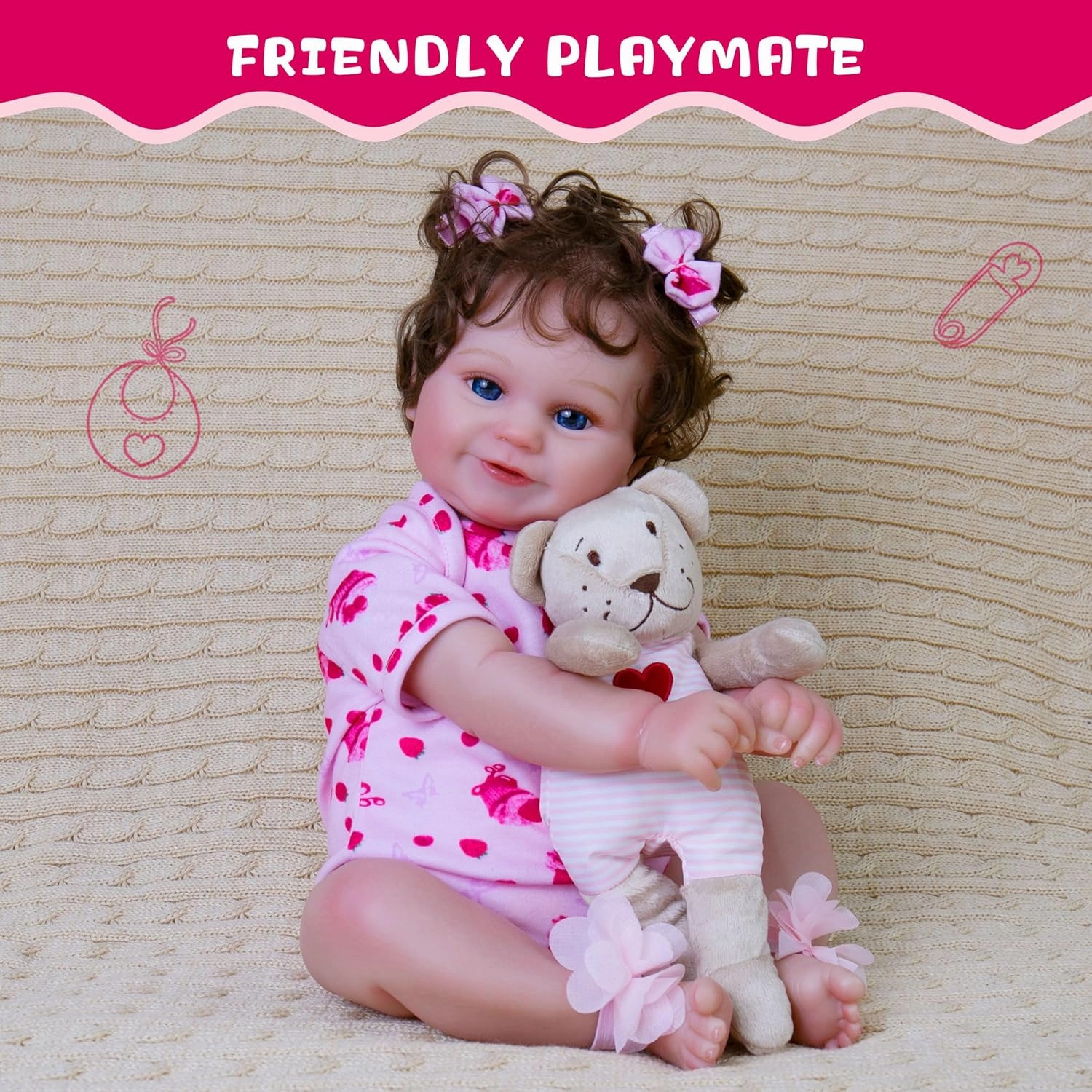 Lifelike Reborn Baby Dolls Girl-20- Inch Realistic Baby Doll with Hair Baby Doll That Looks Real Girl Cloth Body Newborn with Complete Accessories for Kids 3 , Lovely& Pretty Girls