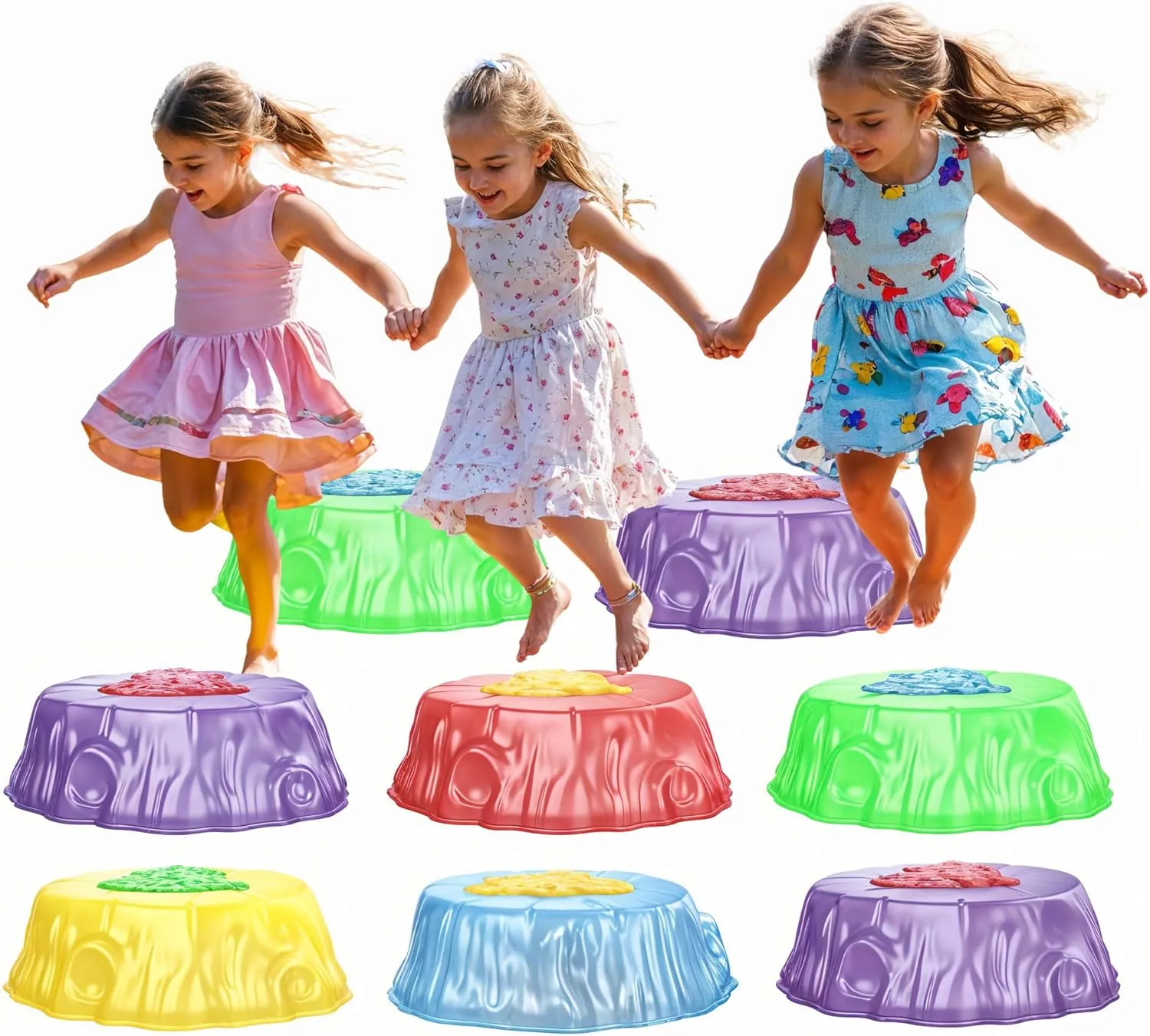 Light Up Kids Stepping Stones - LED Lights Balance Obstacle Course Glow Blocks for Toddlers - Stackable Indoor Outdoor Gross Motor Toys - Non-Slip Lighted Sensory Floor Crossing Stone for Balancing