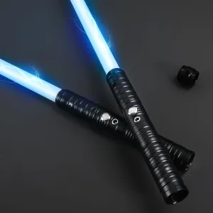 Lightsabers Toy Light Saber Swords for Adults Kids 2 Pack, Rechargeable 2 in 1 15 Colors RGB Dueling Swords Toy with Replaceable Metal Handle and FX Sound for Halloween Cosplay