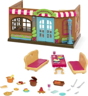 Li’l Woodzeez – Pass-The-Pasta Restaurant – Dollhouse Playset with Furnitures & Accessories – Pretend Play Toy for Kids Age 3 