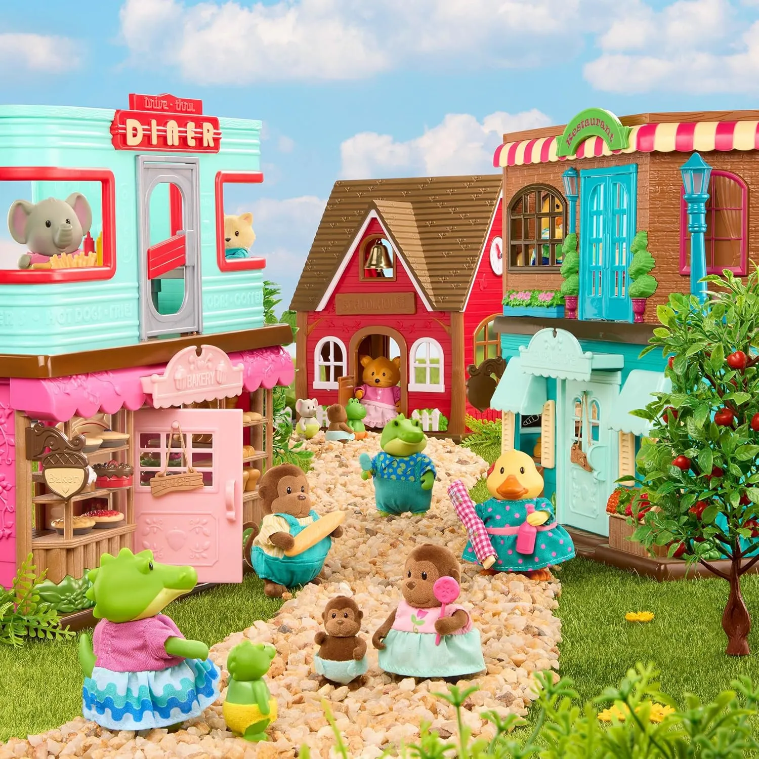 Li’l Woodzeez – Pass-The-Pasta Restaurant – Dollhouse Playset with Furnitures & Accessories – Pretend Play Toy for Kids Age 3 
