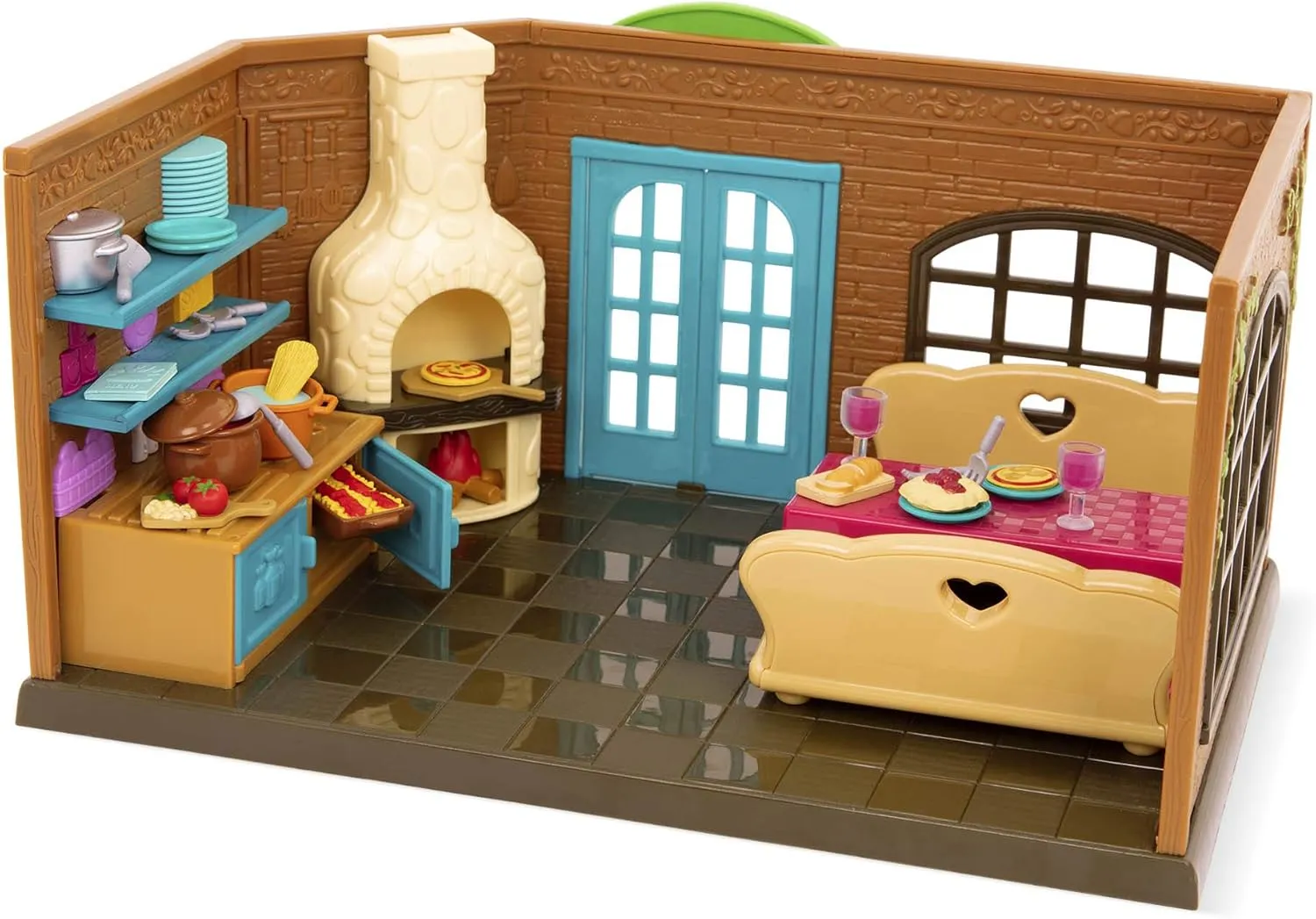 Li’l Woodzeez – Pass-The-Pasta Restaurant – Dollhouse Playset with Furnitures & Accessories – Pretend Play Toy for Kids Age 3 