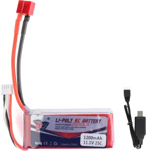 Lipo Battery 11.1V 30C 1200mAh Soft Case Battery with D-eans T Connector for RC Car Boat Truck Helicopter Airplane Racing Models