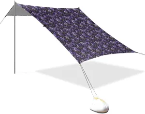 Little Purple Wildflowers Stable Beach Tent UPF50  Easy Setup Large Sun Shelter with Sandbags & Sand Shovel for Camping, Picnics, Backyard & Fishing