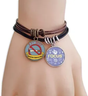 Logo 31st May No Tobacco Day No Smoking Bracelet Rope Wristband Force Handcrafted Jewelry