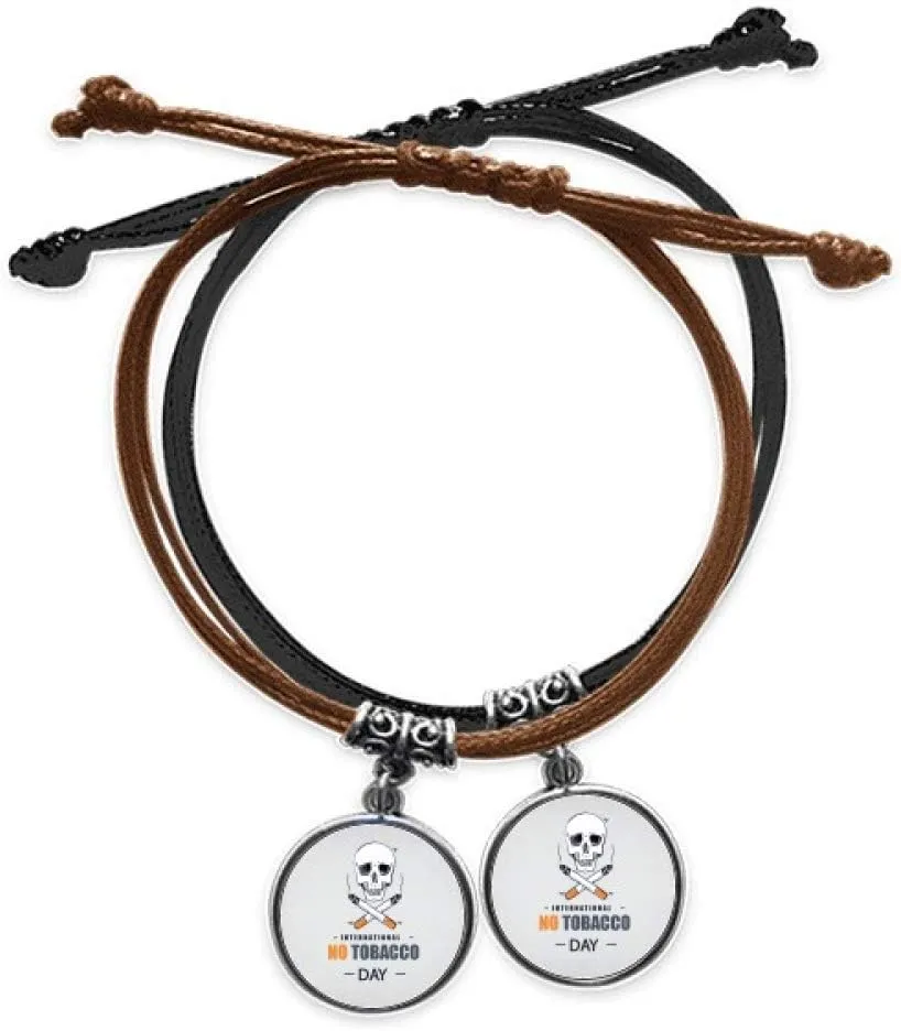 Logo l No Tobacco Day Bracelet Double Leather Rope Wristband Couple Set Gift