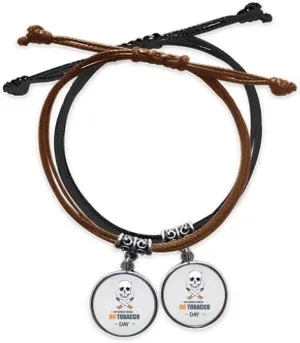 Logo l No Tobacco Day Bracelet Double Leather Rope Wristband Couple Set Gift
