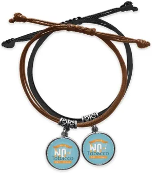 Logo No Tobacco Day Art Deco Gift Fashion Bracelet Double Leather Rope Wristband Couple Set Gift