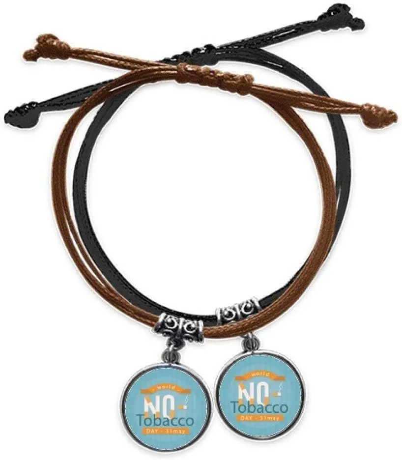 Logo No Tobacco Day Art Deco Gift Fashion Bracelet Double Leather Rope Wristband Couple Set Gift