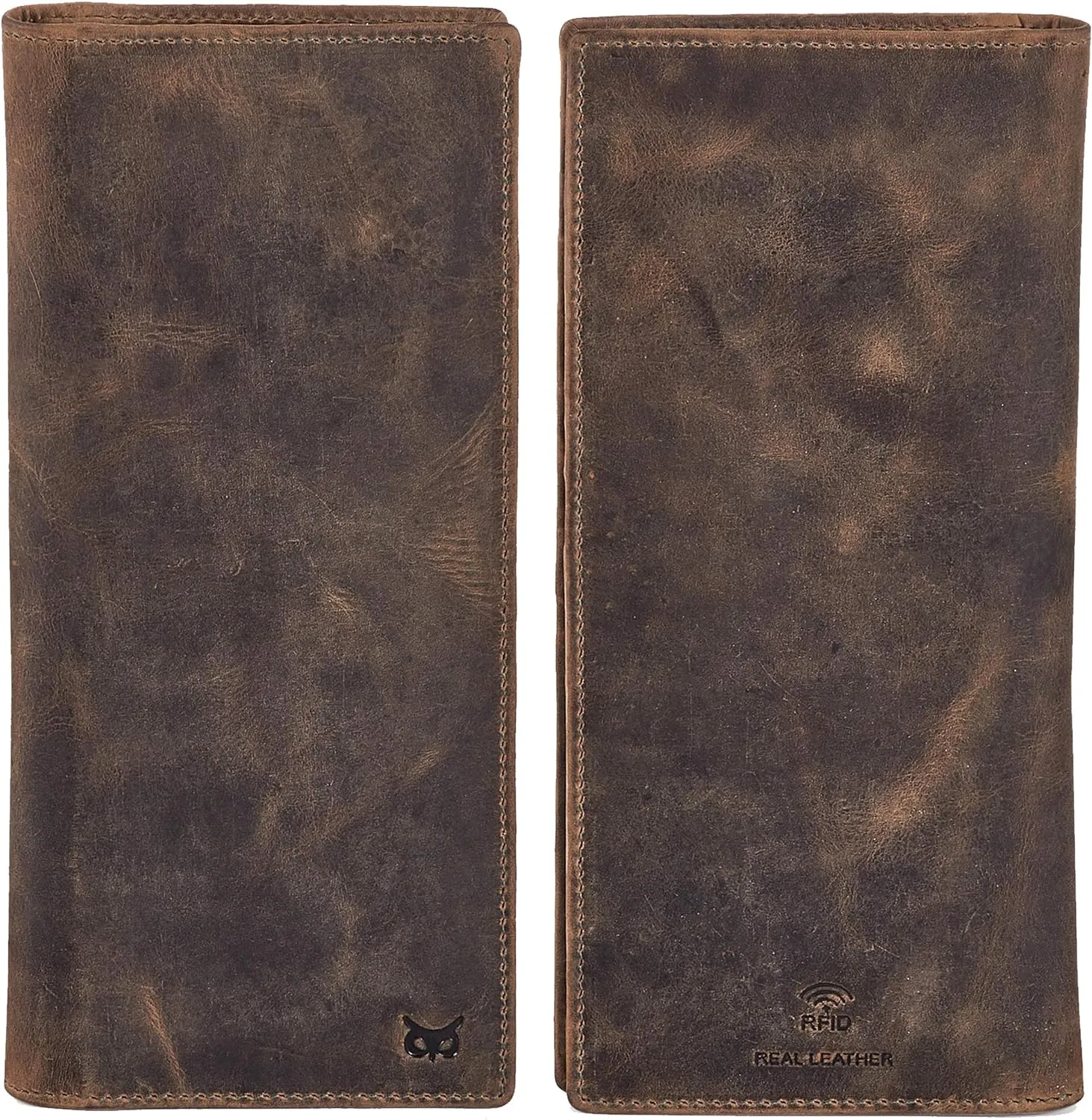 Long Wallet for Men Women Real Leather Bifold RFID Stylish Slim Handmade 2 ID Window Credit Card Holder in Gift Box