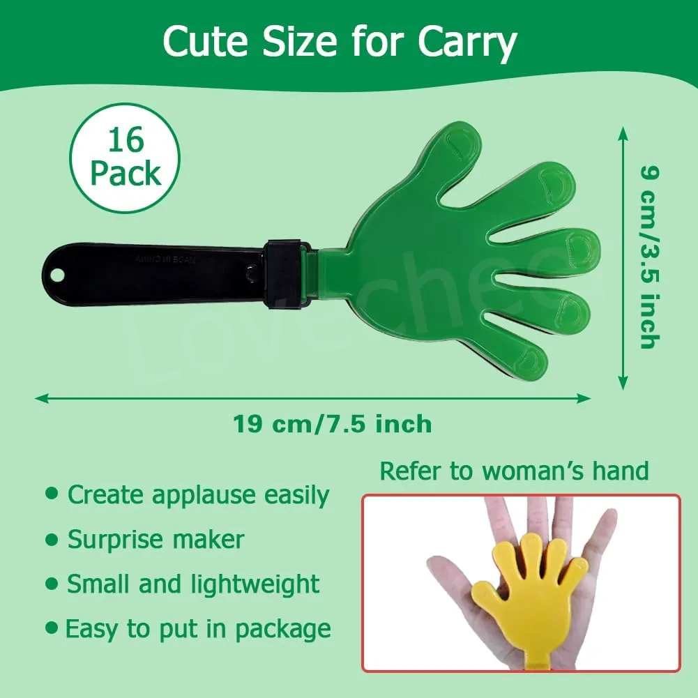 Lovecheer 16PCS Hand Clappers 7.5" Cheer Clapper Party Noisemakers for Sporting Events Basketball Football Fiesta Birthday Wedding Dance