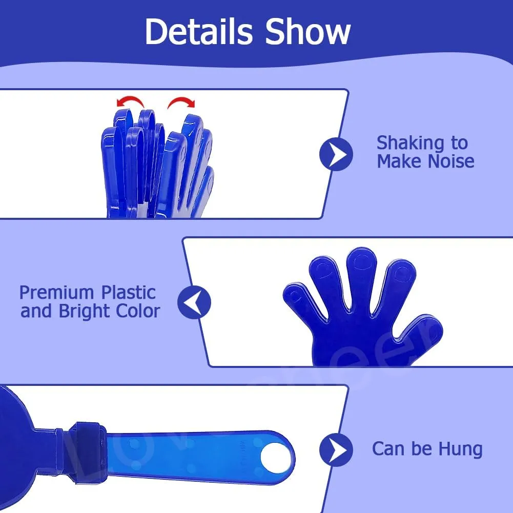 Lovecheer 8 Pack Gaint Hand Clappers Noisemakers 11" Plastic Hands Clapper Noise Makers for Adults Team Spirits Sporting Events Dance Cheerleading