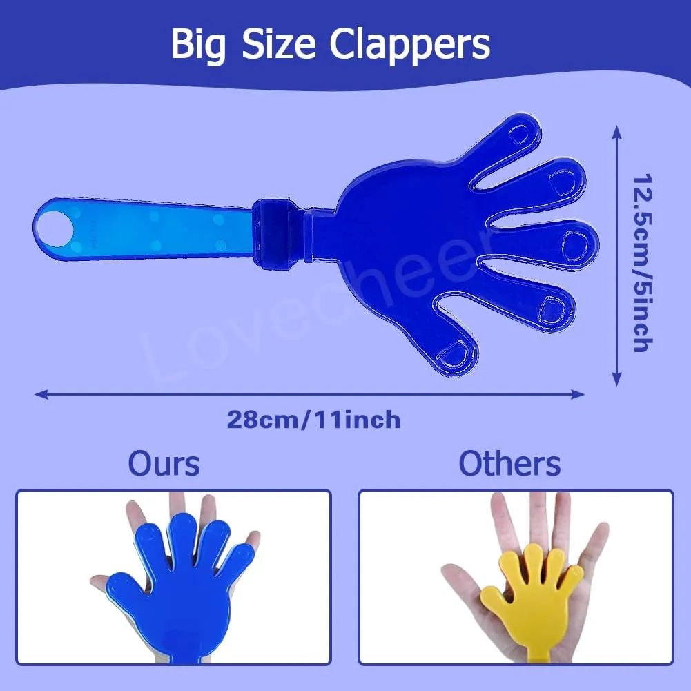 Lovecheer 8 Pack Gaint Hand Clappers Noisemakers 11" Plastic Hands Clapper Noise Makers for Adults Team Spirits Sporting Events Dance Cheerleading