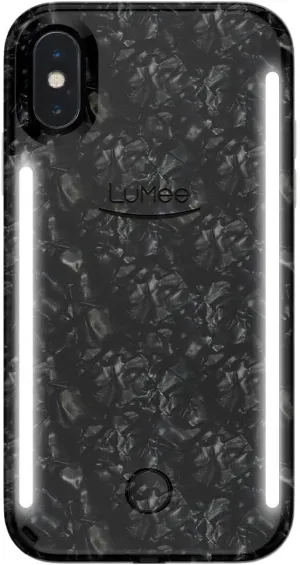 LuMee Duo Phone Case, Pearl Black | Front & Back LED Lighting, Variable Dimmer | Shock Absorption, Bumper Case, Selfie Phone Case | iPhone X/iPhone Xs