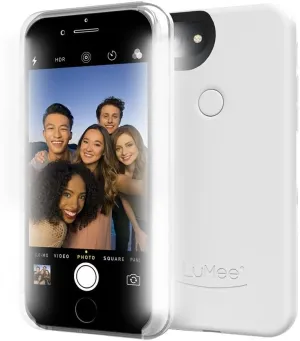 LuMee Two Cell Phone Case for iPhone 7 Plus, Illuminated LED, The Original and Authentic Celebrity Endorsed Light Up Case - White Glossy
