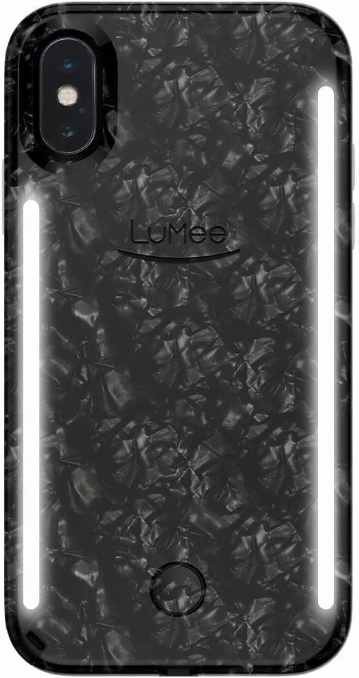 LuMee Duo Phone Case, Pearl Black | Front & Back LED Lighting, Variable Dimmer | Shock Absorption, Bumper Case, Selfie Phone Case | iPhone X/iPhone Xs