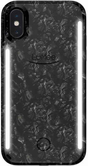 LuMee Duo Phone Case, Pearl Black | Front & Back LED Lighting, Variable Dimmer | Shock Absorption, Bumper Case, Selfie Phone Case | iPhone X/iPhone Xs