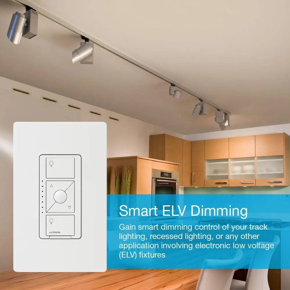 Lutron Caseta Original Smart Dimmer Switch ELV  (Lutron Hub Required), 250W LED, Single-Pole/3-Way, Neutral Required, PD-5NE-IV, Ivory