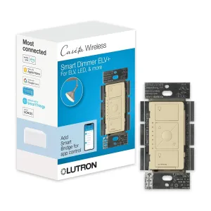 Lutron Caseta Original Smart Dimmer Switch ELV  (Lutron Hub Required), 250W LED, Single-Pole/3-Way, Neutral Required, PD-5NE-IV, Ivory