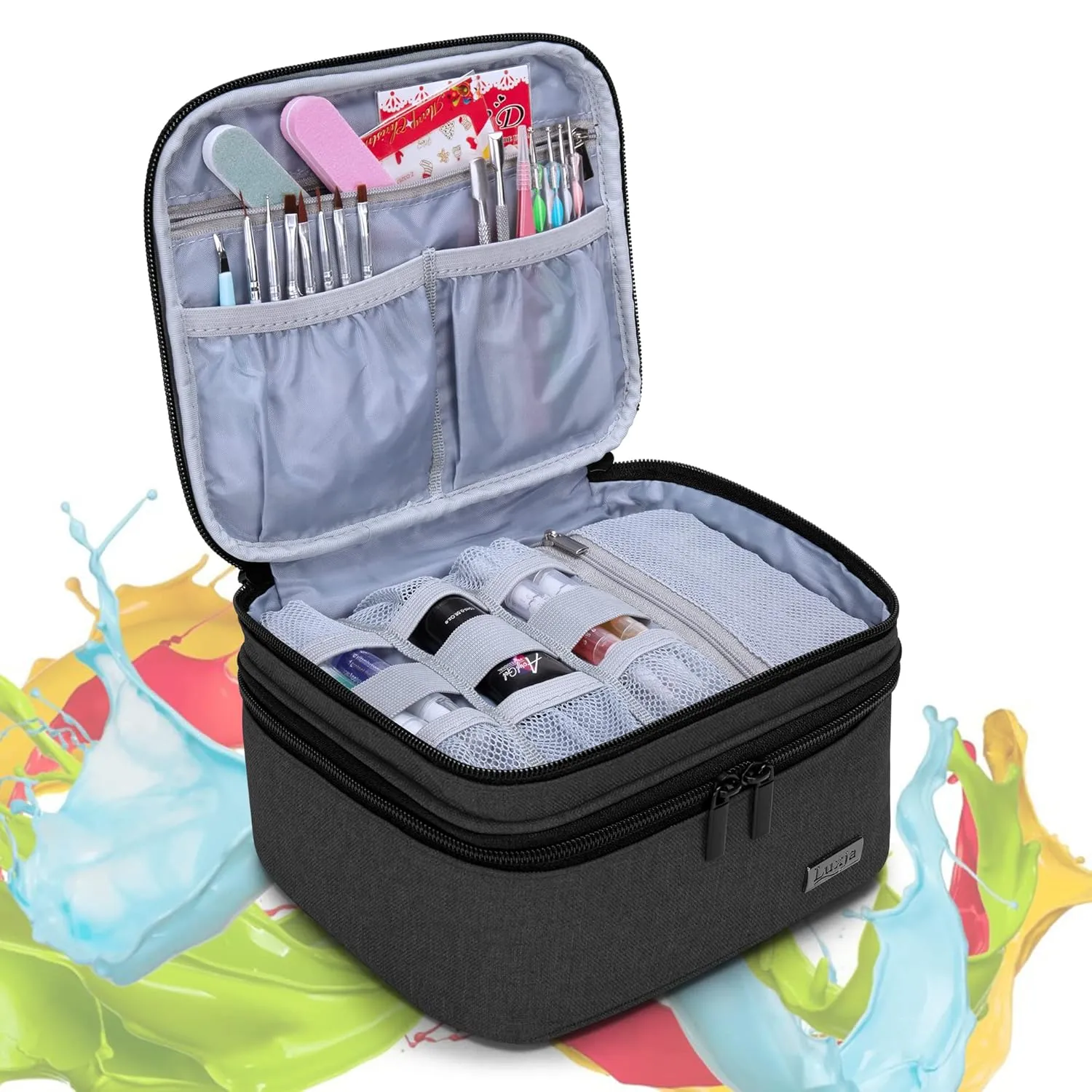 LUXJA Nail Polish Carrying Case - Holds 20 Bottles (15ml - 0.5 fl.oz), Portable Organizer Bag for Nail Polish and Manicure Set, Black