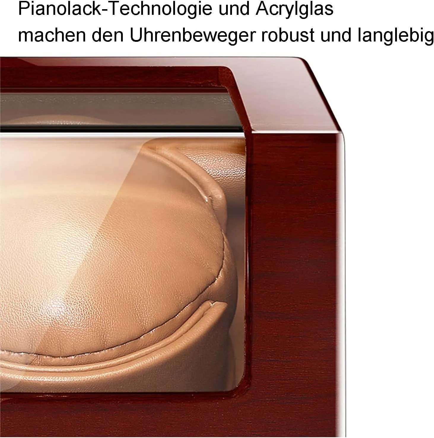 Luxury Automatic Single Watch Winder Box with Quiet Motor - Premium Solid Wood Piano Exterior and Pu Leather Watch Pillows,Battery Powered Or Ac Adapter,B
