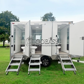 Luxury Restroom Trailer With Trailer Bathroom Accessories, Portable Toilet for Camp, Mobile Bathroom Trailer With Shower Faucet Set, Perfect for Travel Trailers, Outdoor Events Trailer Deposit
