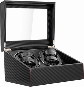 LYNICESHOP Automatic Watch Winder, Watch Winder Box with 4 Rotating  6 Storage Compartments, Luxury Fiber Leather Storage Case for Man/Woman's Watches